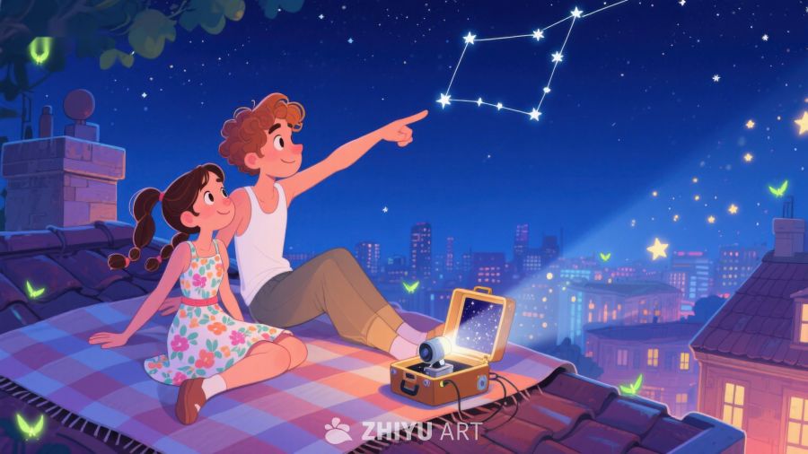 屋顶夜空下的亲子观星 501