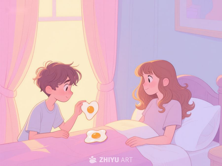 温馨早餐：心形煎蛋传递爱意 908
