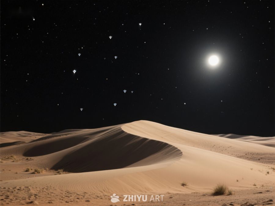 月光下的沙漠夜景 575