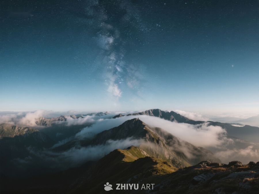 星河璀璨，云海缭绕的山峰 150