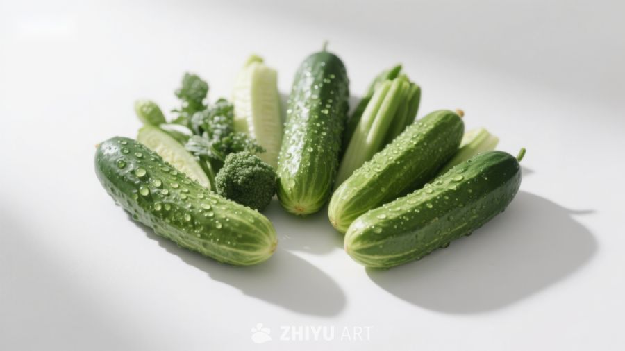 新鲜黄瓜与蔬菜静物