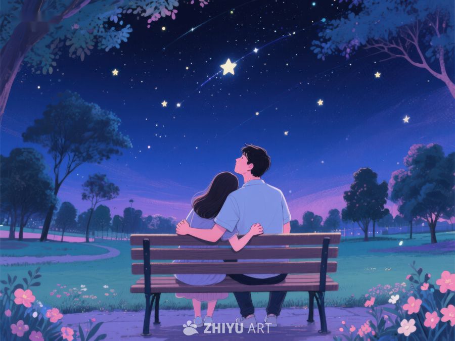 夜空下依偎的情侣 1062