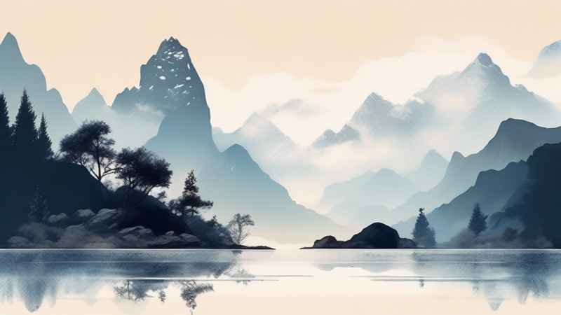 国风水彩画山水风景插画 108