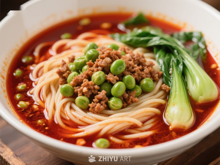 红油拌面配青豆与蔬菜 331