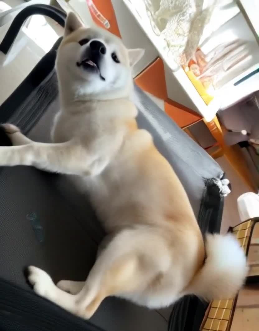 白色柴犬小床安睡爪子清晰可见