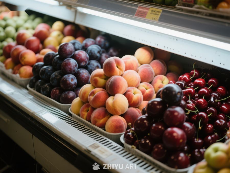 超市水果陈列：李子、桃子与樱桃 113