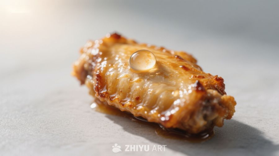 美味烤鸡翅上的晶莹水珠