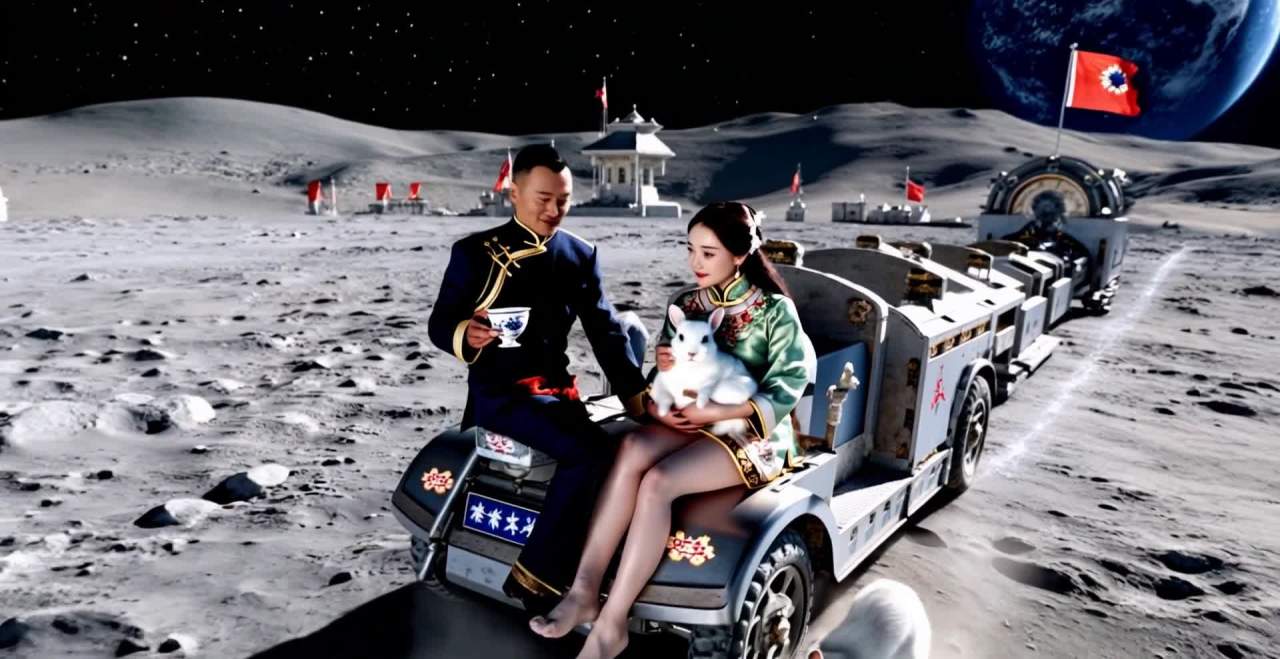 月球嫦娥吴刚乘车，玉兔月球科考与地球遥望
