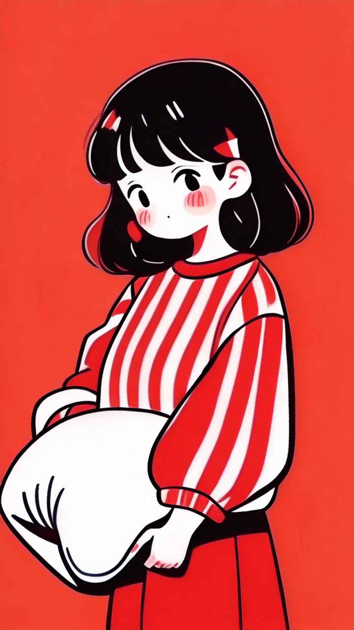 红白条纹枕头 1