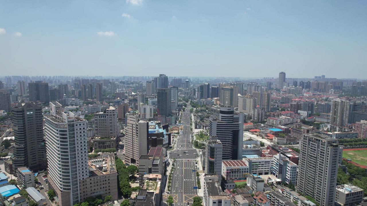 江苏常州城市风光地标建筑航拍 