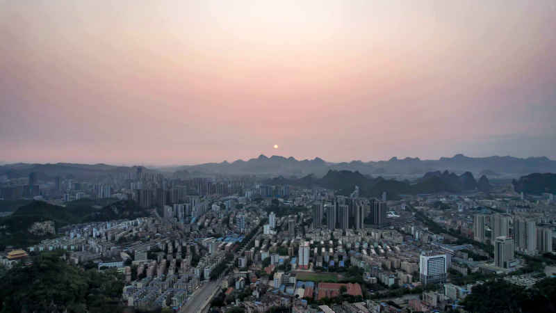 广西柳州城市风光航拍摄影图 