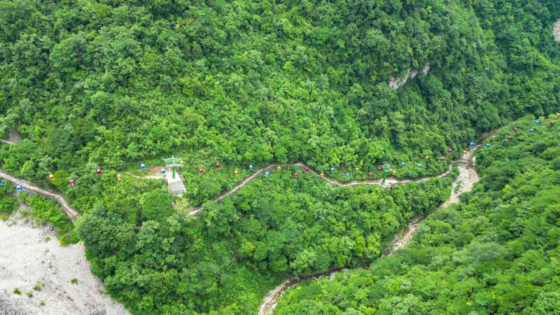 航拍湖北宜昌三峡猴溪索道观光 