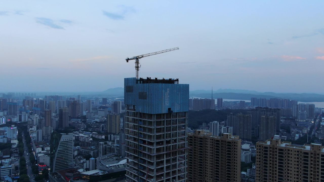 湖南岳阳城市风光航拍 