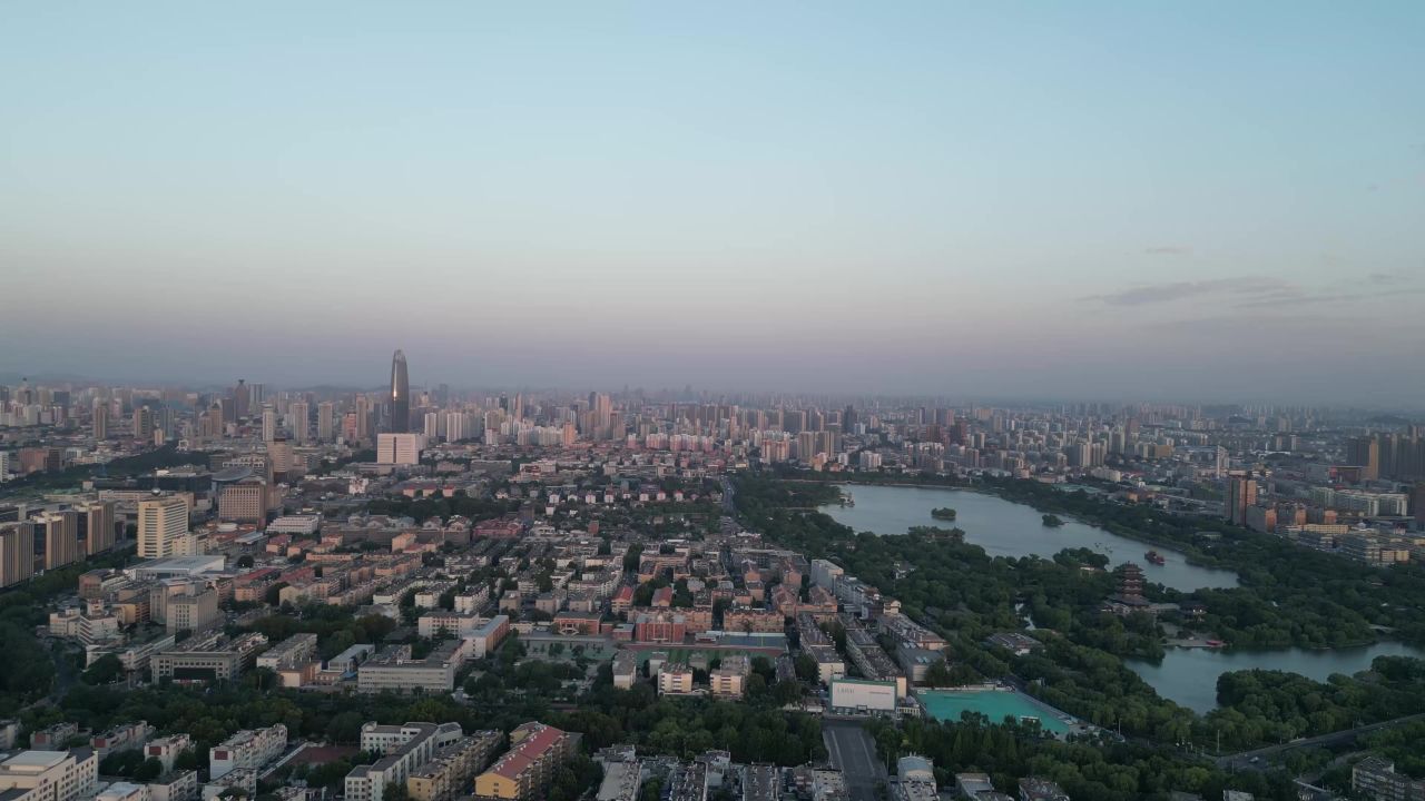 航拍山东济南城市风光