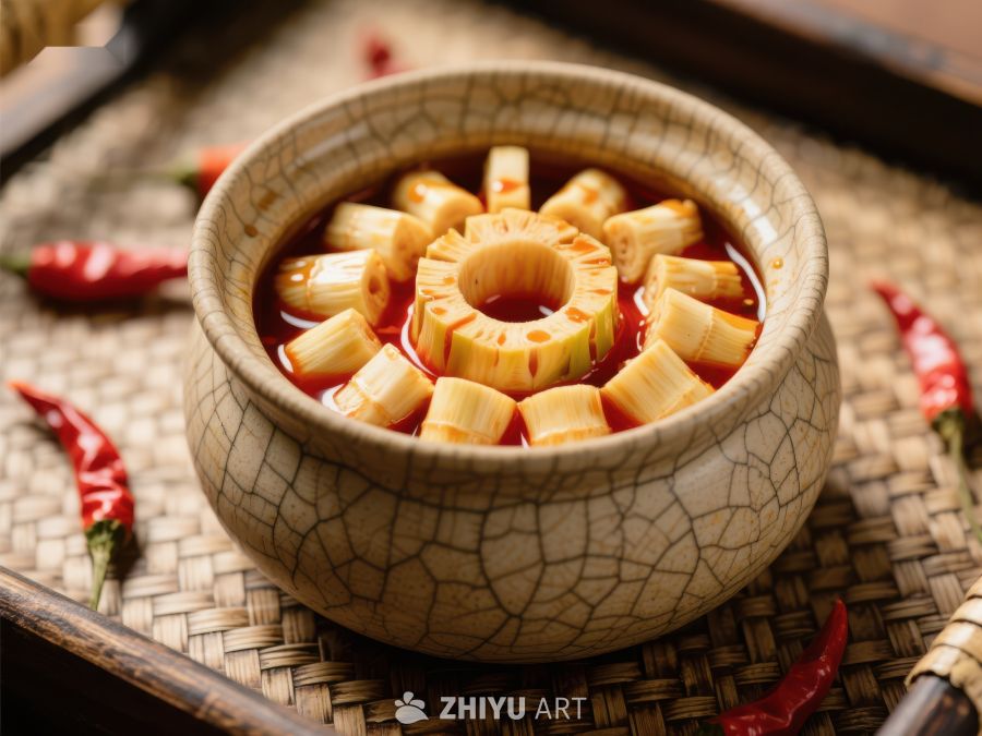 辣味竹笋汤，传统陶瓷碗盛装 769