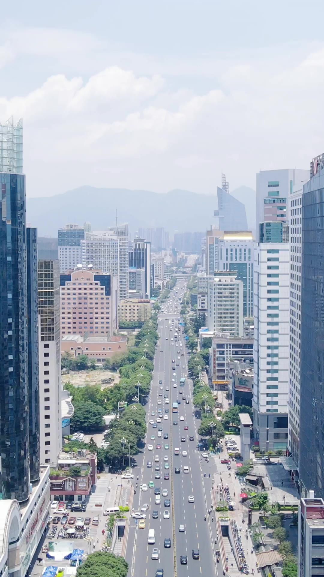 城市航拍福州五四路商业圈竖屏