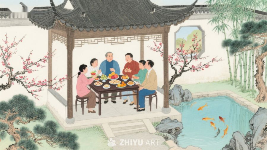 庭园聚餐，共享天伦之乐 842