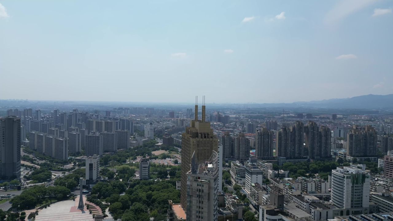  航拍金华江北商圈金华建设