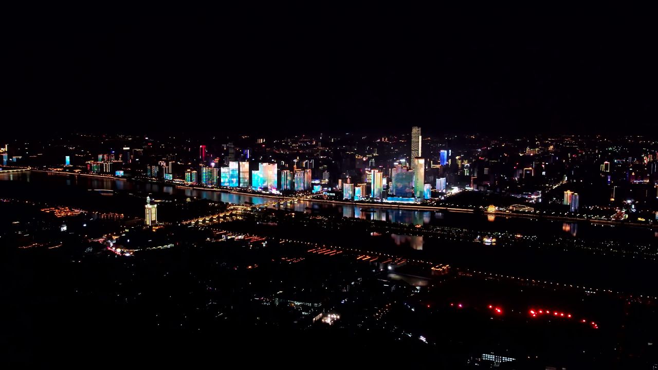 长沙城市夜景航拍