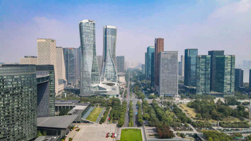 浙江杭州城市风光航拍摄影图 