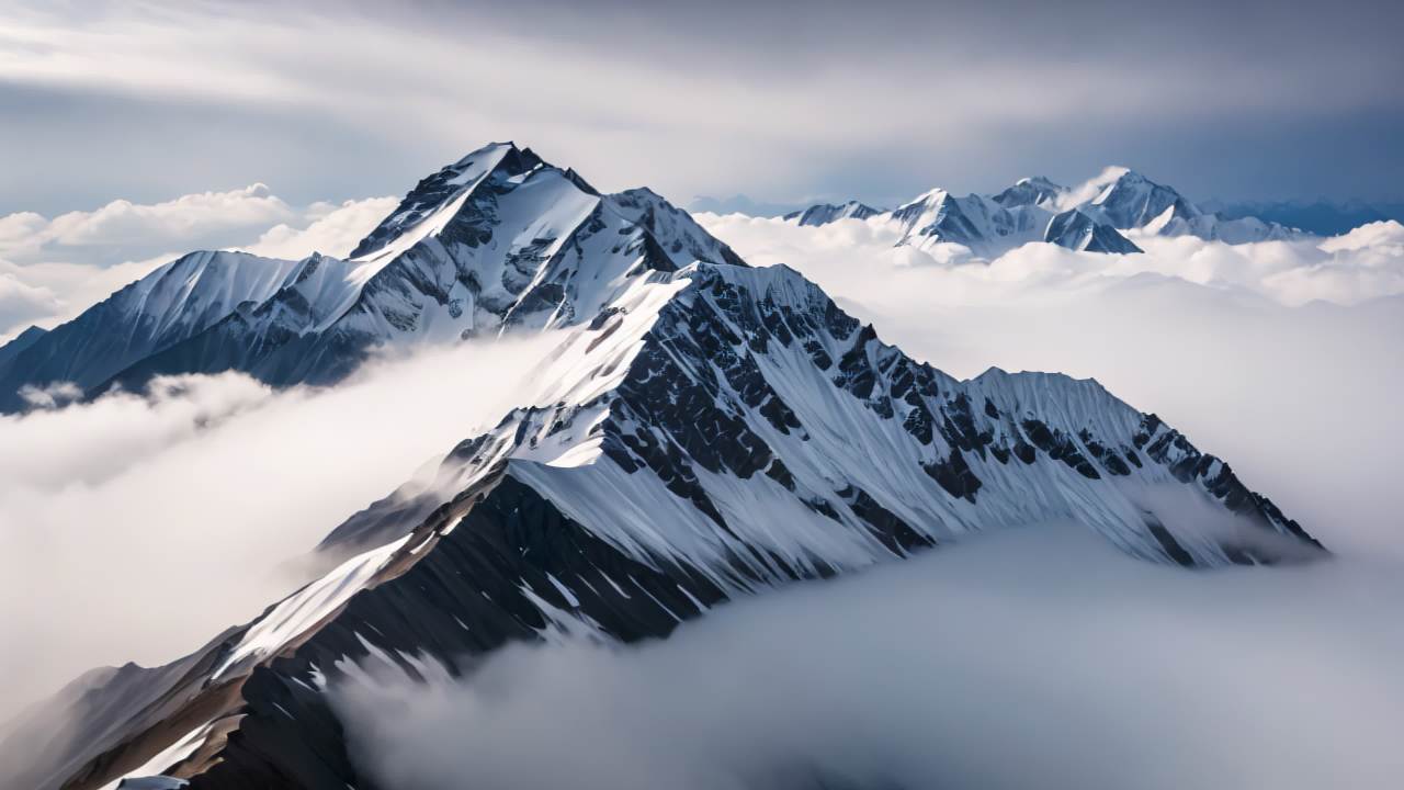 珠穆朗玛峰喜马拉雅山脉航拍日出日落云海延时 38