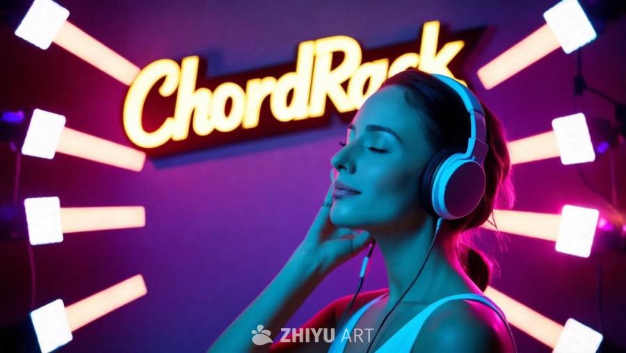 一位戴着耳机的女士闭着眼睛在听音乐，她的手放在脸旁