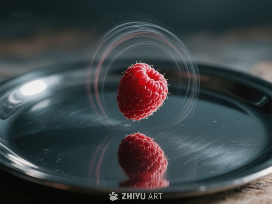 悬浮的覆盆子与镜面反射 722