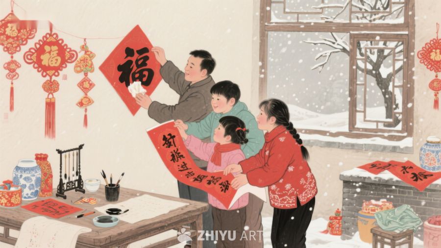 家庭共写春联迎新春 455