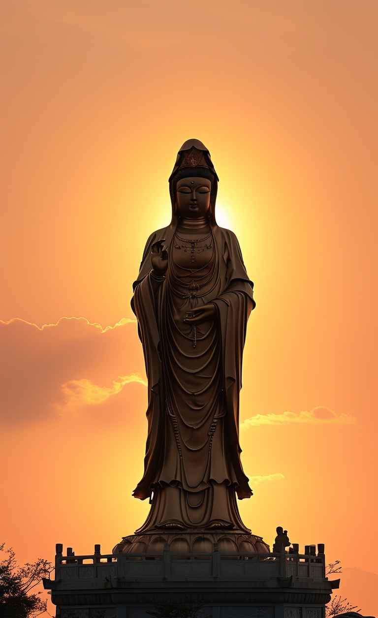夕阳黄昏下的观音庄严 5