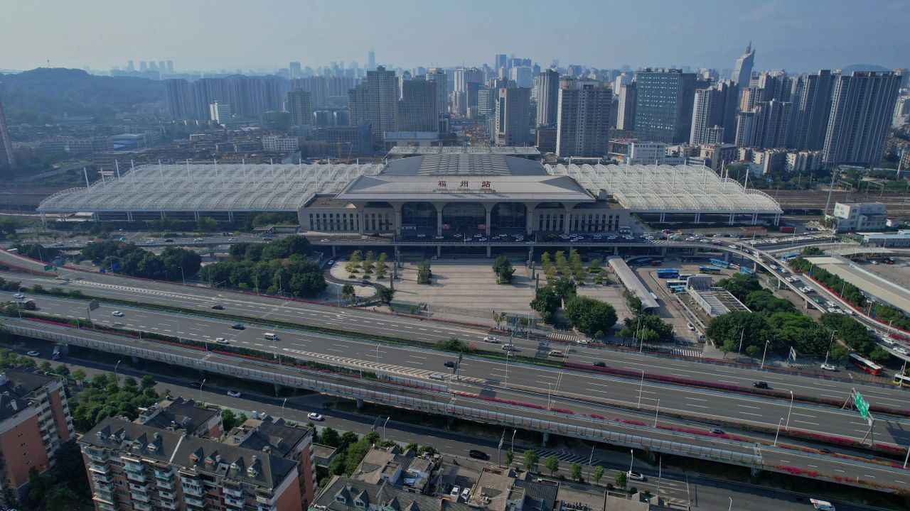 航拍福州火车站景观 4