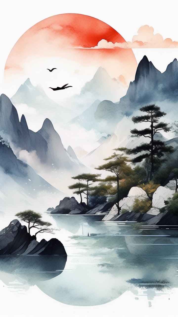 国风山水画背景插画 54