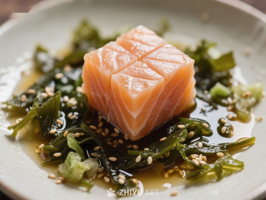 三文鱼刺身配海藻芝麻 541