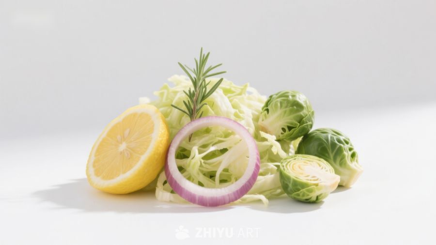 新鲜蔬菜与柠檬静物组合