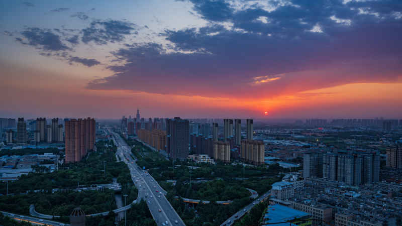 西安市石桥立交城市日转夜延时照片精修 6