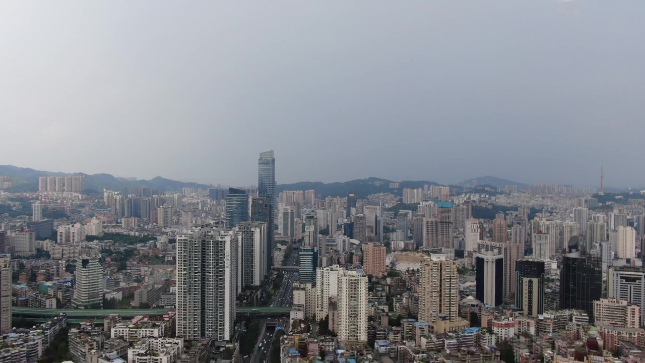 贵州贵阳城市老城区建设航拍