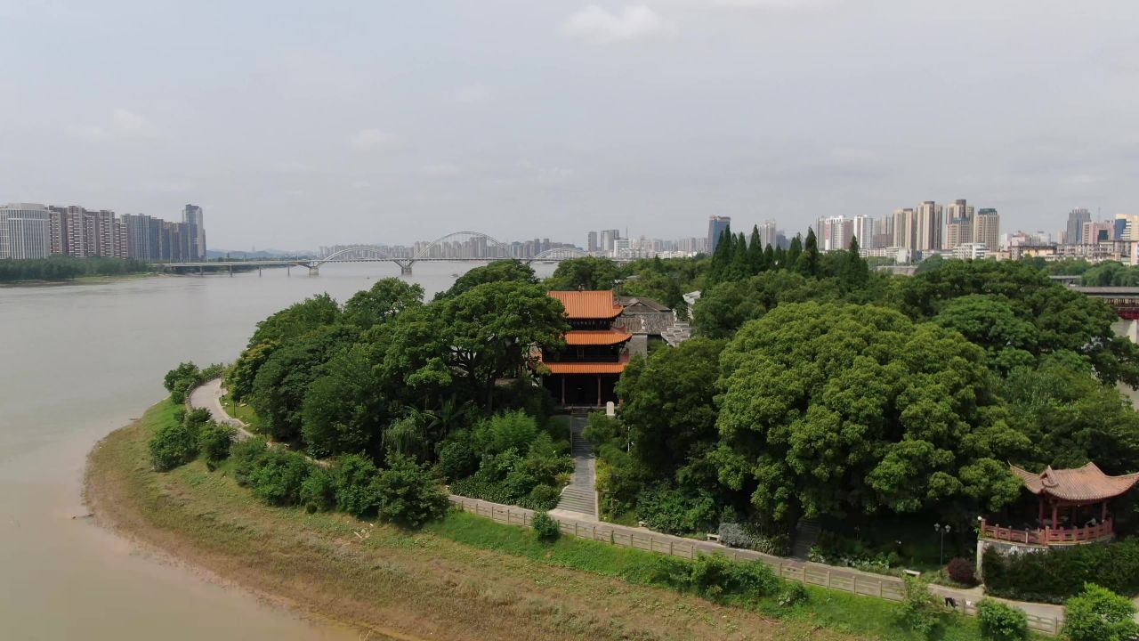 江西吉安白鹭洲书院航拍