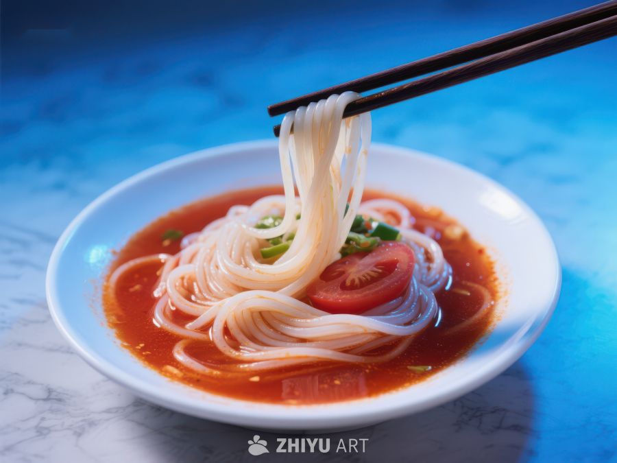 筷子夹起碗中的米线 725