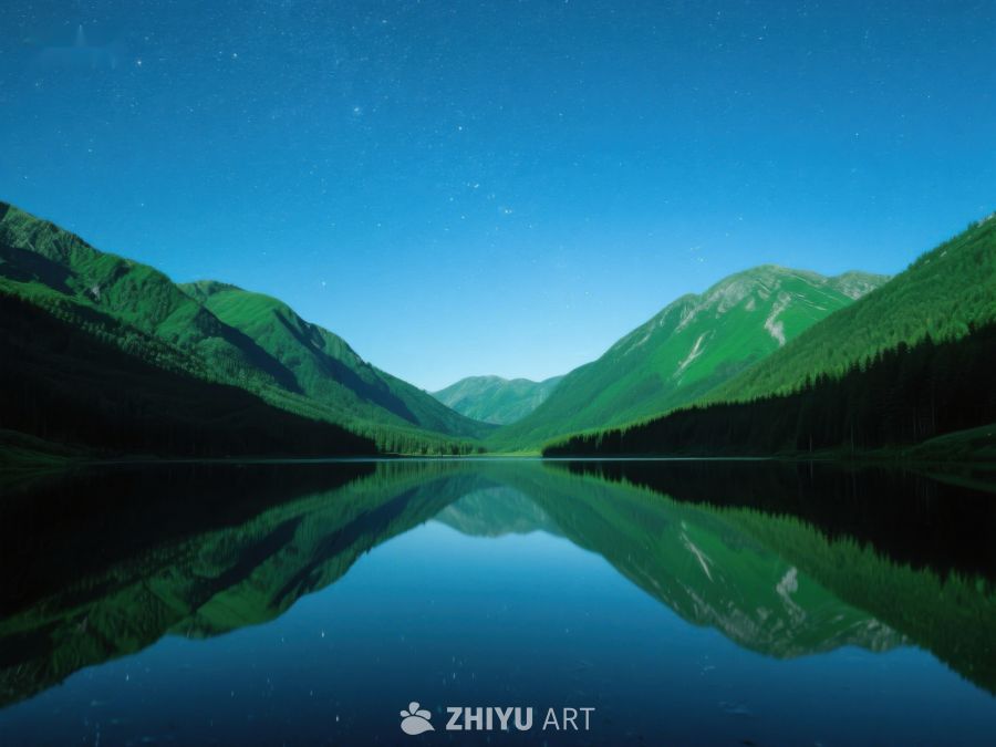 宁静山谷中的星夜湖景 58