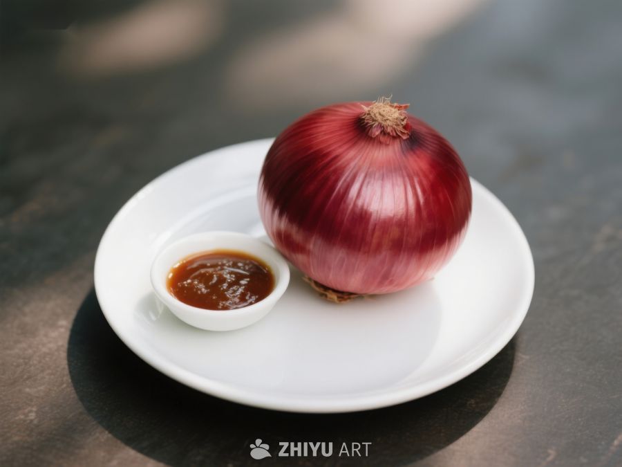 红洋葱与调味酱盘中静置 177