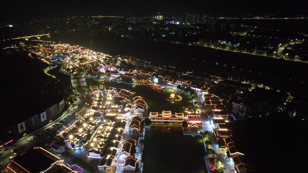 崇左太平古城夜景航拍 