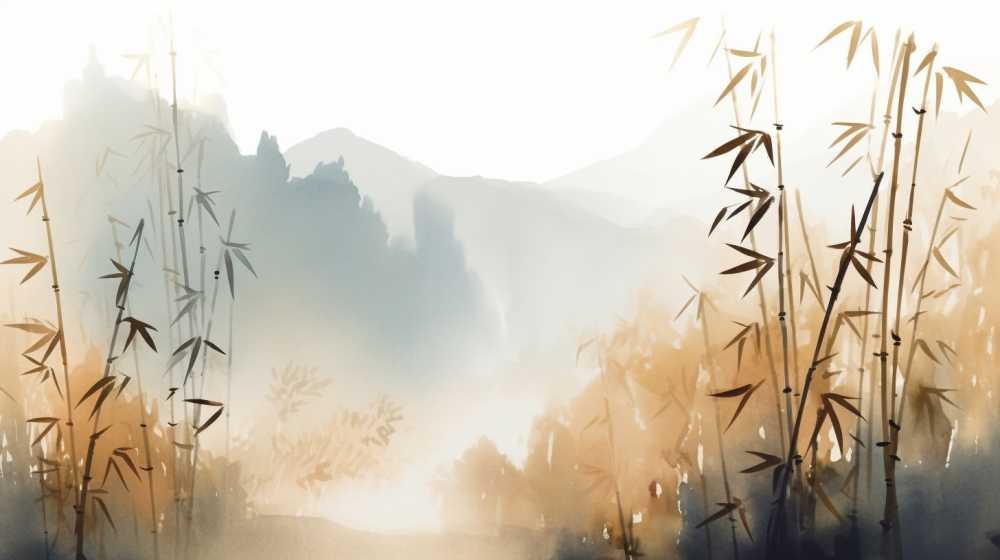 古风竹子林画