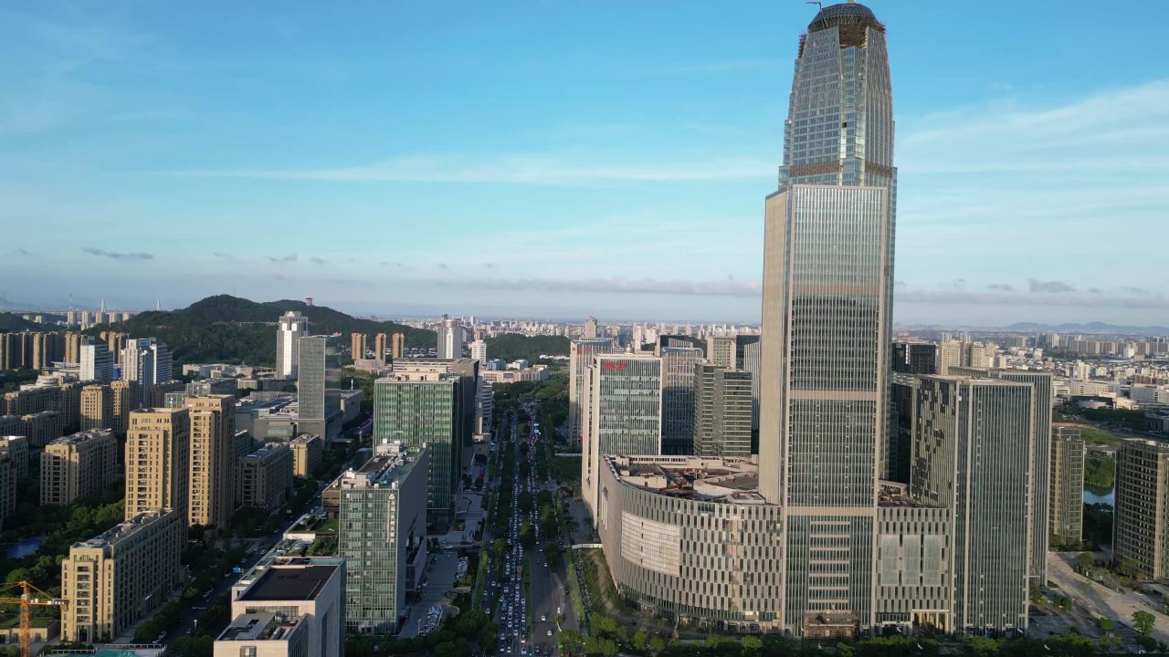 航拍台州市府大道天盛中心