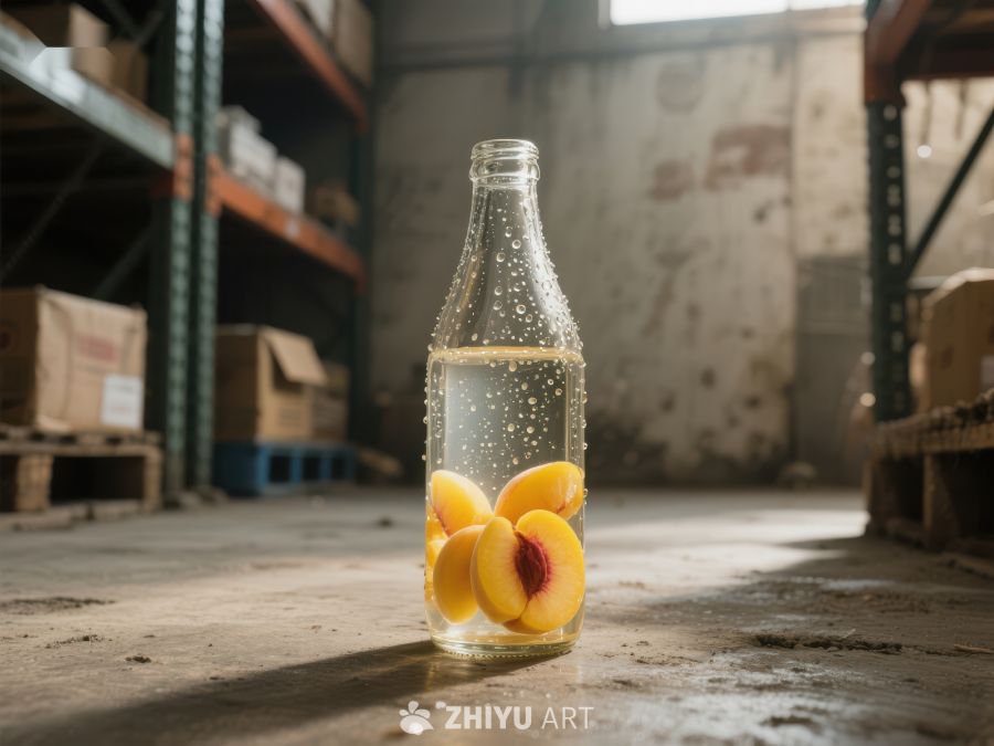 玻璃瓶中装有水果的饮料 43