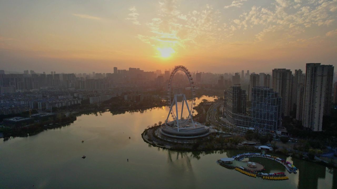 航拍福州晋安湖公园景观 2