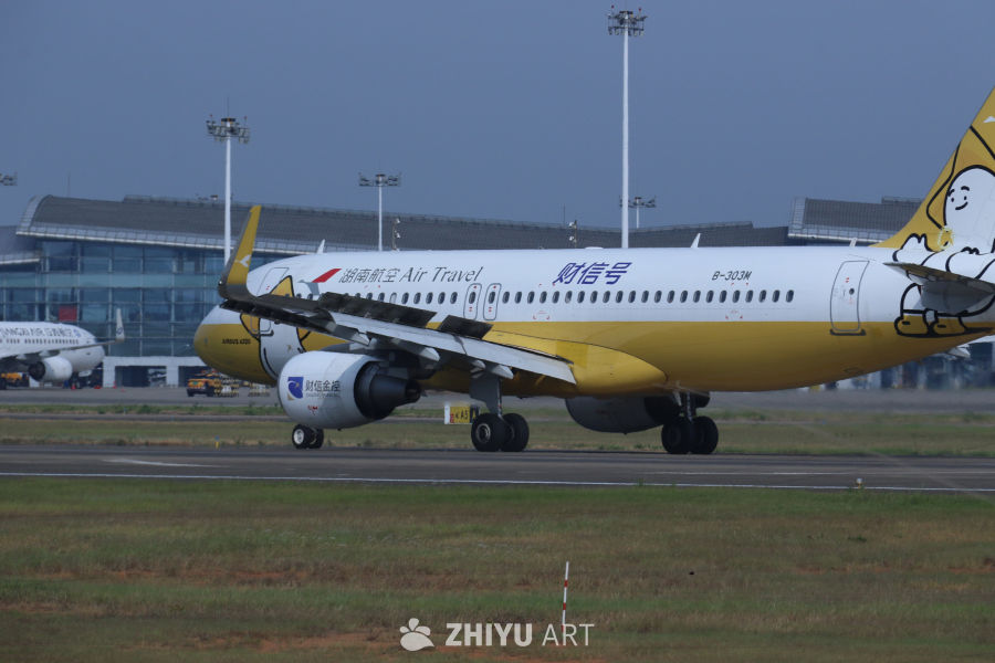 湖南航空卡通涂装飞机在机场