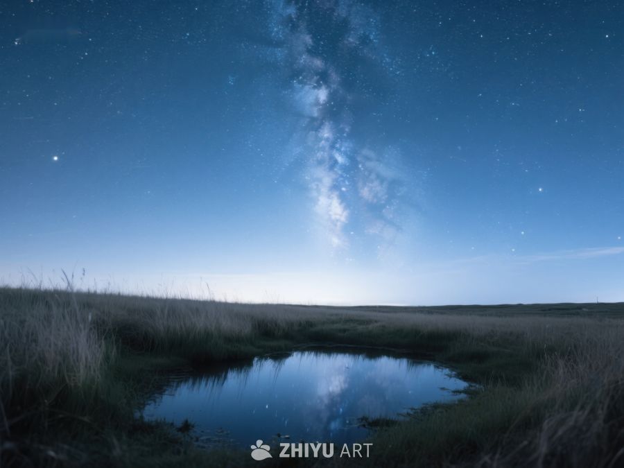 夜空银河映照池塘 434