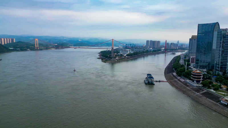 湖北宜昌城市风光航拍图 