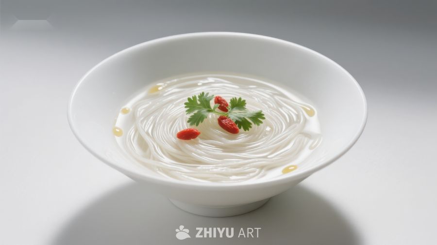 清汤细面配枸杞香菜
