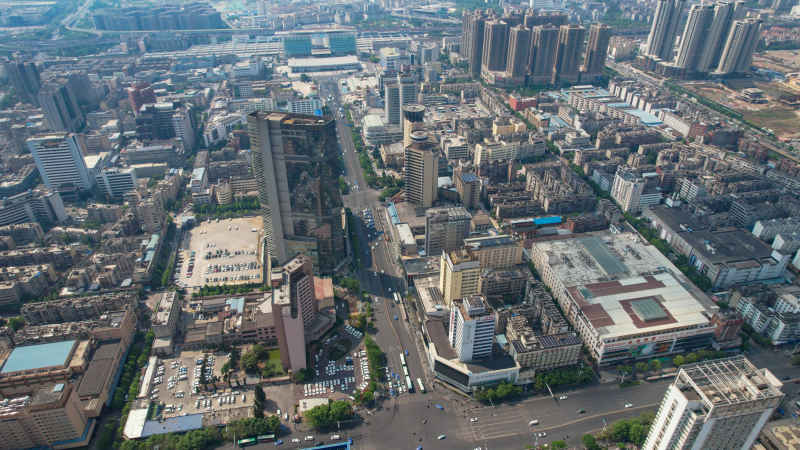 云南昆明城市风光交通航拍图 