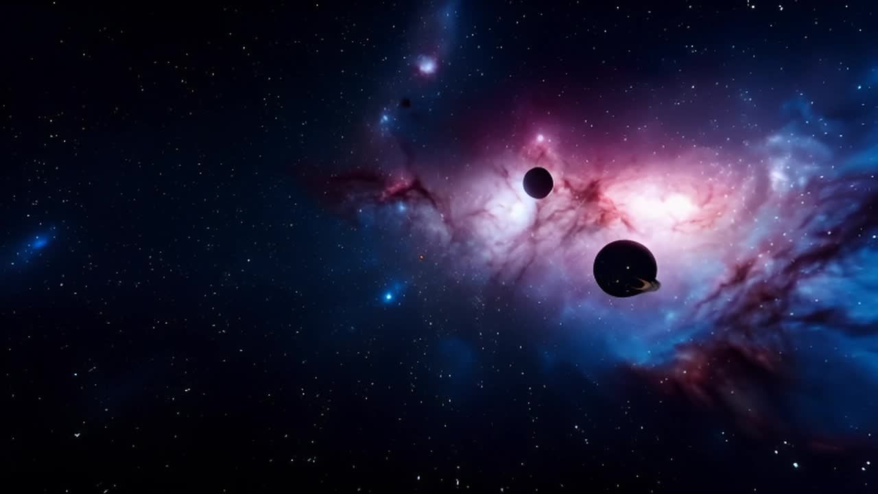 广阔的宇宙场景中，有大量的恒星和星系。镜头缓慢地扫